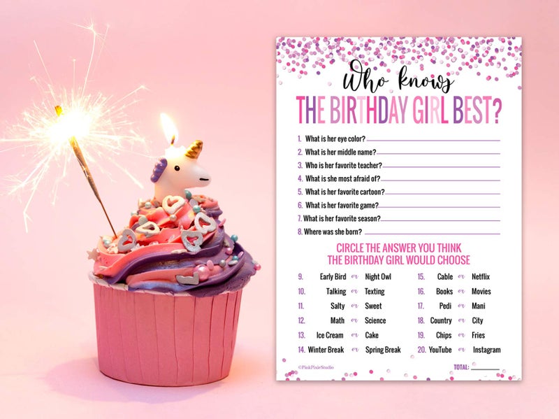 Pink Pixie Studio 15 Who Knows The Birthday Girl Best Game Cards- for Child or Teen- Fun and Easy Game for Party or Sleepover- Girl Birthday Supplies, Activity, Decorations - Image 3